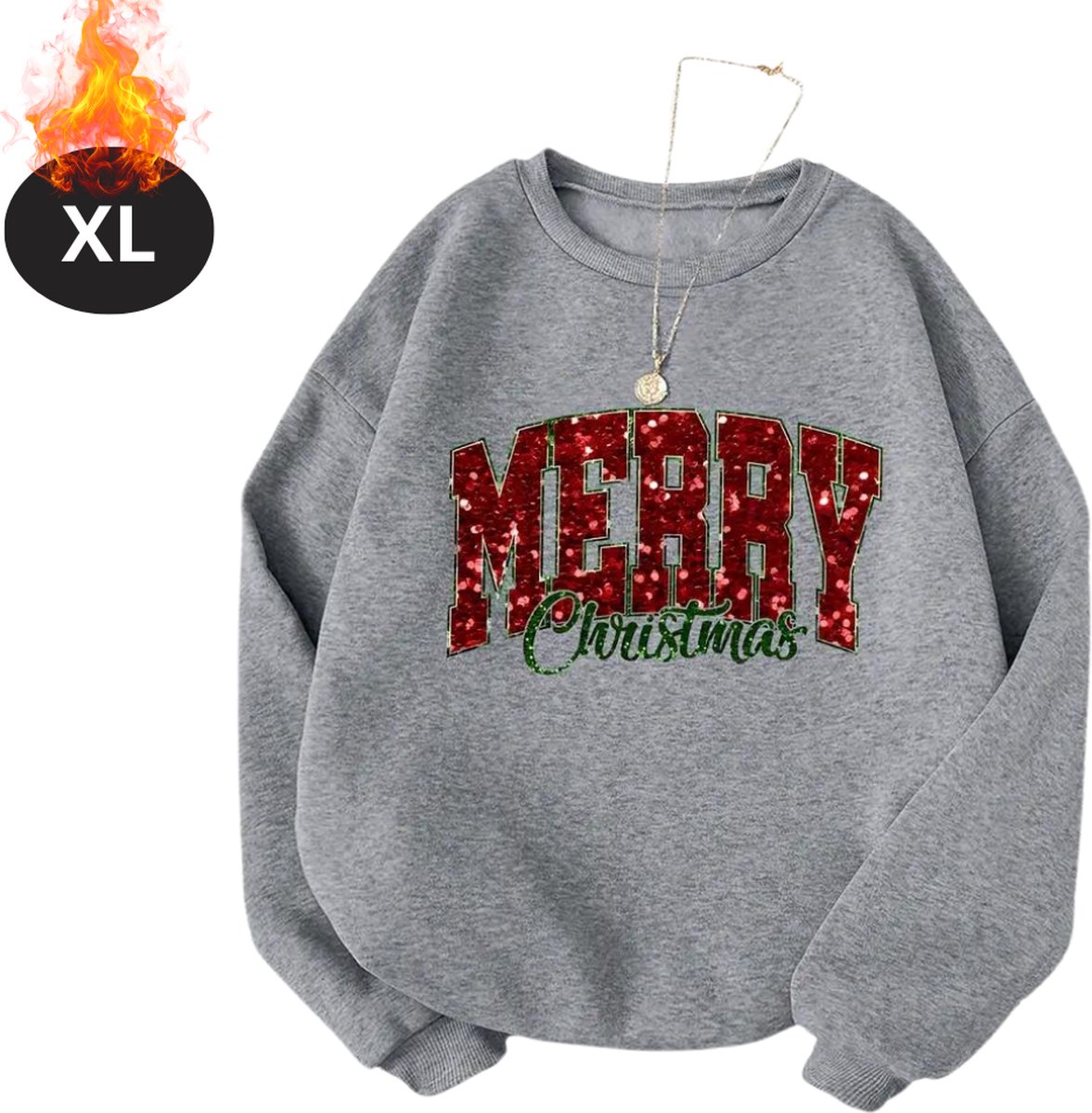 Livano Kersttrui - Dames - Foute Kersttrui - Christmas Sweater - Kerst Sweater - Christmas Jumper - Pyjama - Grijs - XL