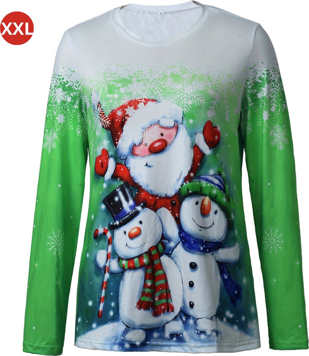 Livano Kersttrui - Dames - Foute Kersttrui - Christmas Sweater - Kerst Sweater - Christmas Jumper - Pyjama - Groen - Maat XXL