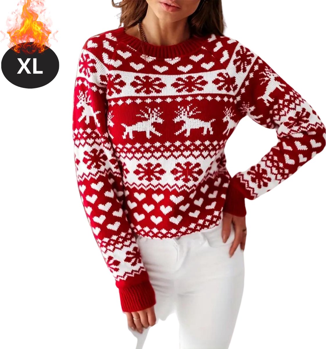 Livano Kersttrui - Dames - Foute Kersttrui - Christmas Sweater - Kerst Sweater - Christmas Jumper - Pyjama - Rood XL