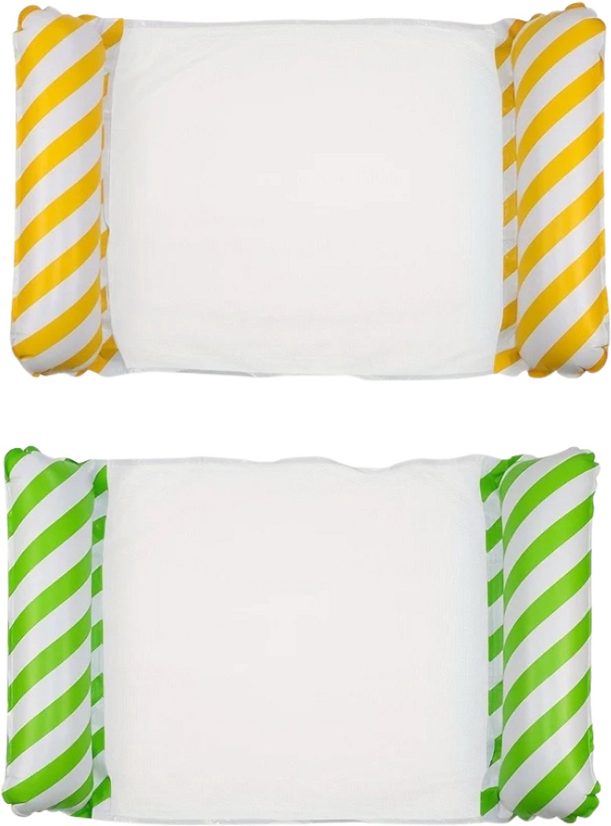   Luxe Waterhangmat - Luchtbed Zwembad - Luchtmatras Opblaasbaar - Water Hangmat - Aqua Lounge - 2 Stuks - Geel + Groen