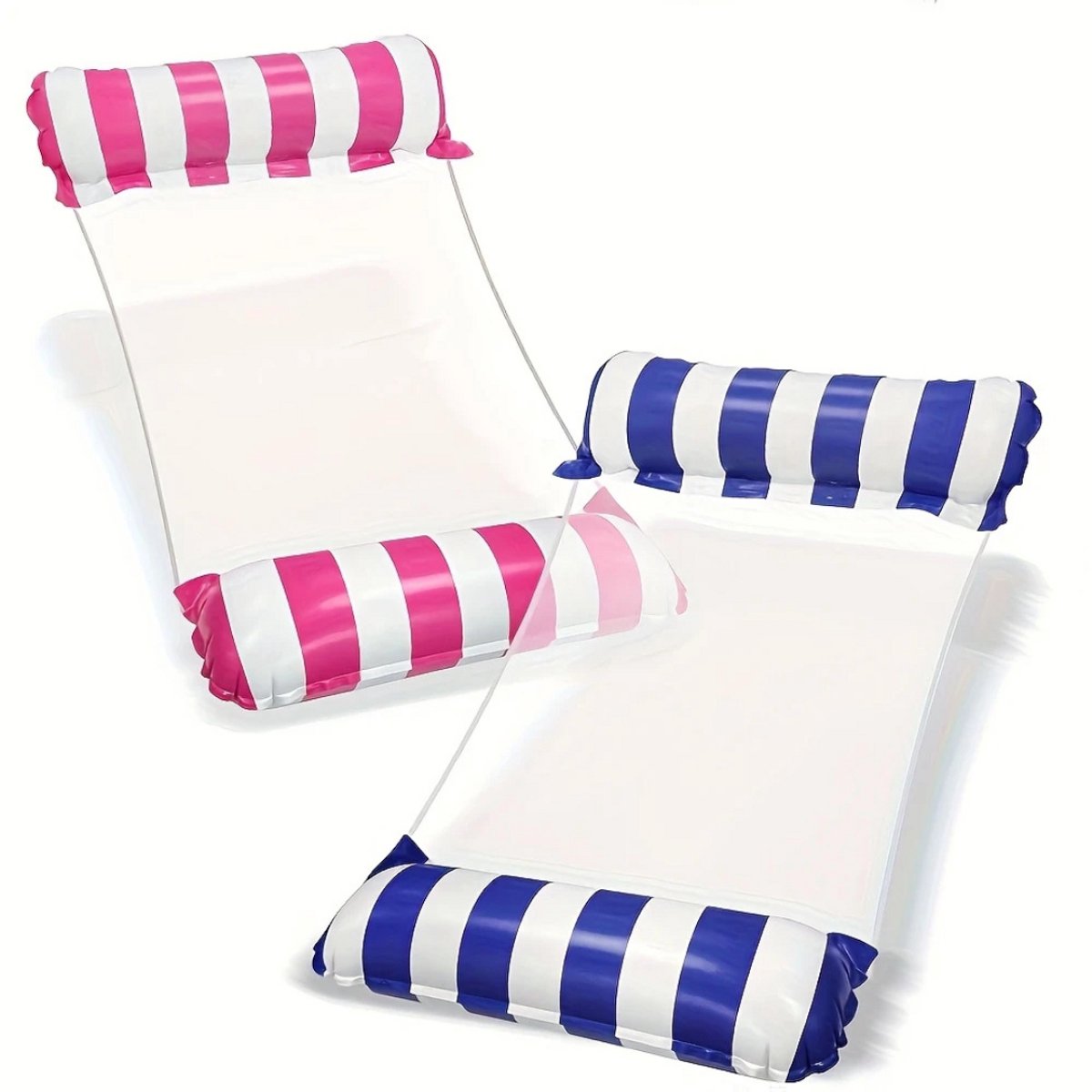   Luxe Waterhangmat - Luchtbed Zwembad - Luchtmatras Opblaasbaar - Water Hangmat - Aqua Lounge - 2 Stuks - Roze + Donkerblauw