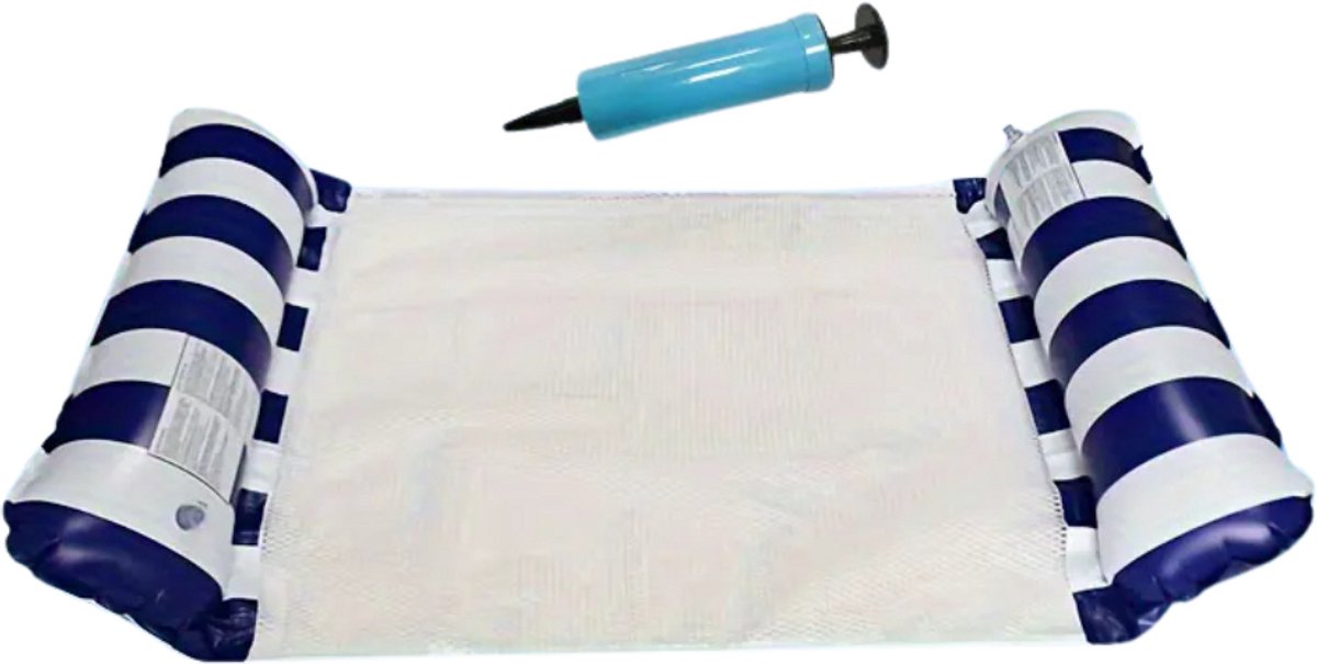   Luxe Waterhangmat - Luchtbed Zwembad - Luchtmatras Opblaasbaar - Water Hangmat - Aqua Lounge - Donkerblauw XL + Pomp