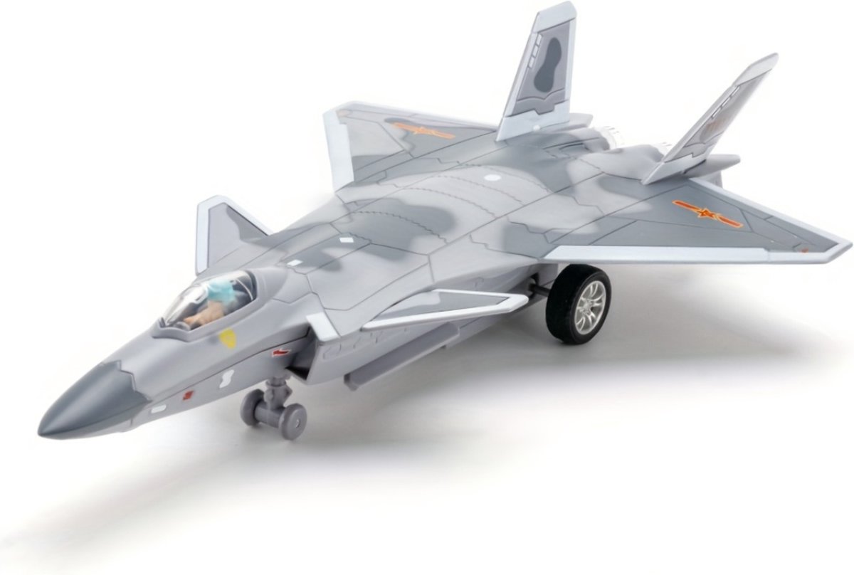 Livano Vliegtuig Speelgoed - Straaljager Vliegtuig - Straaljager Model - Model Vliegtuig - Metaal - J20-grijs