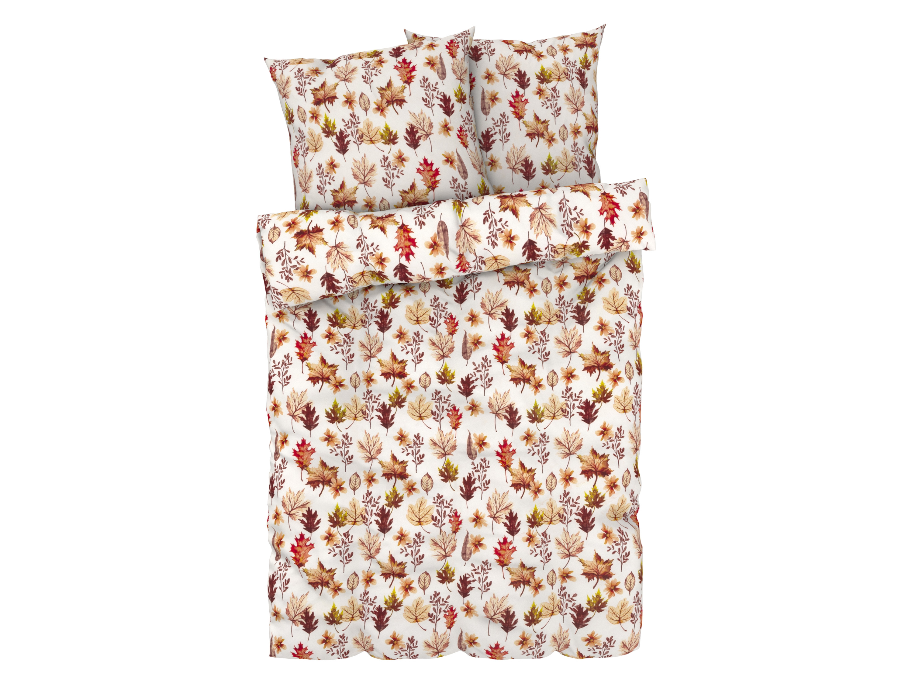 LIVARNO home Microvezel-satijn-omkeerbaar beddengoed 240 x 220 cm (bladeren/wit)