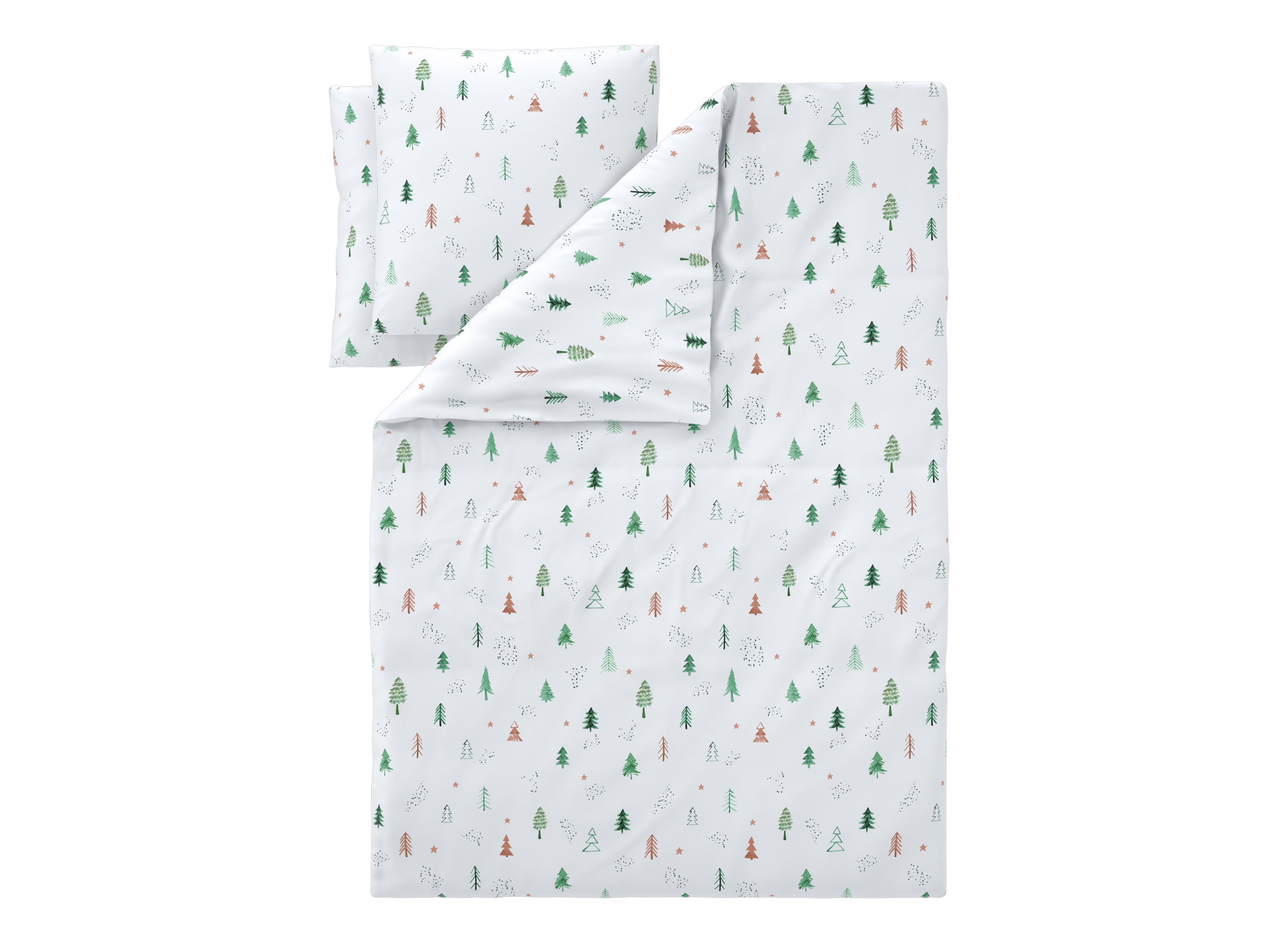 LIVARNO Flanellen dekbedovertrek 240 x 220 cm (Dennenboom groen)