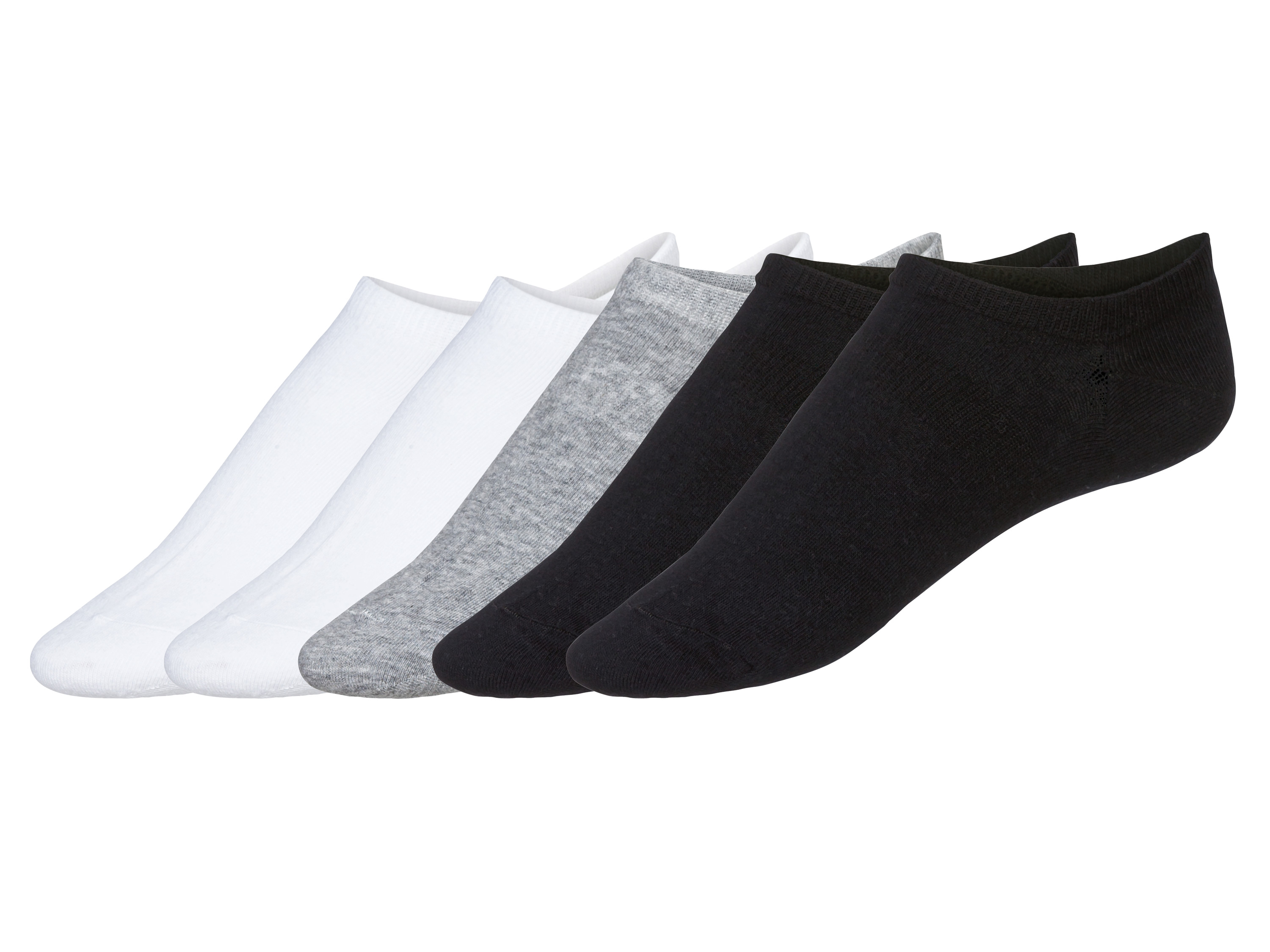 LIVERGY 5 paar heren sneakersokken (Wit/grijs/zwart, 43-46)