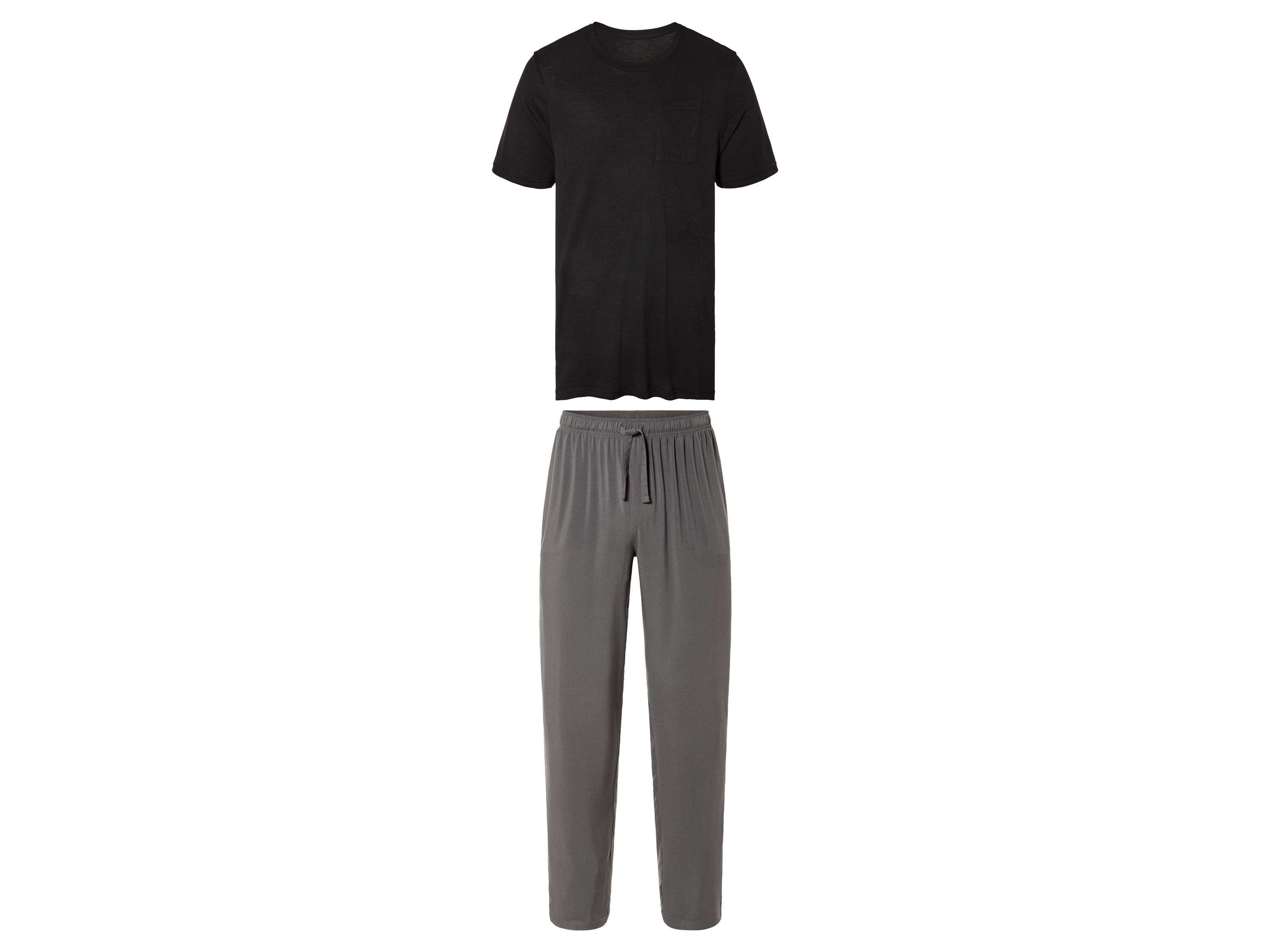 LIVERGY Heren pyjama (Zwart/grijs, S (44-46))