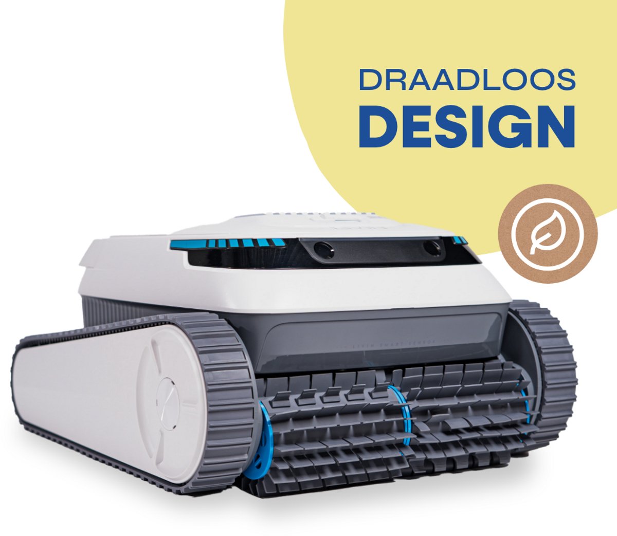 LIVIN AquaBot - Zwembadrobot - Zwembad Stofzuiger - Geschikt Voor Zwembaden Tot 100m2 - Reinigt Bodem en Wanden - Krachtige Borstel - 2,5 Uur Reiniging - Draadloos - Incl. NaviClean Technology - Grijs