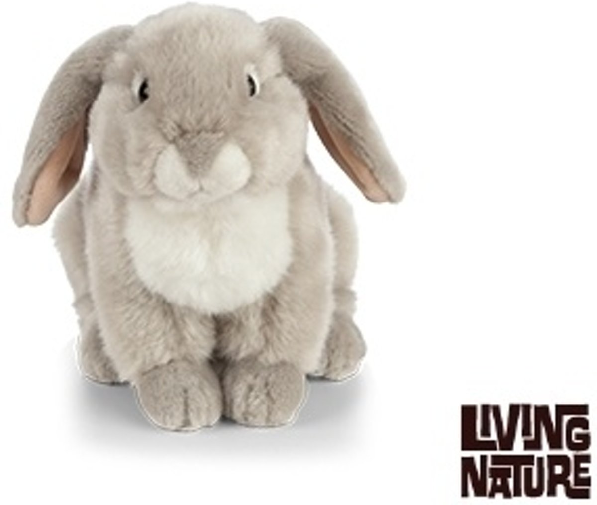 Knuffel Konijn Hangoor zittend lichtgrijs, lichtbruin