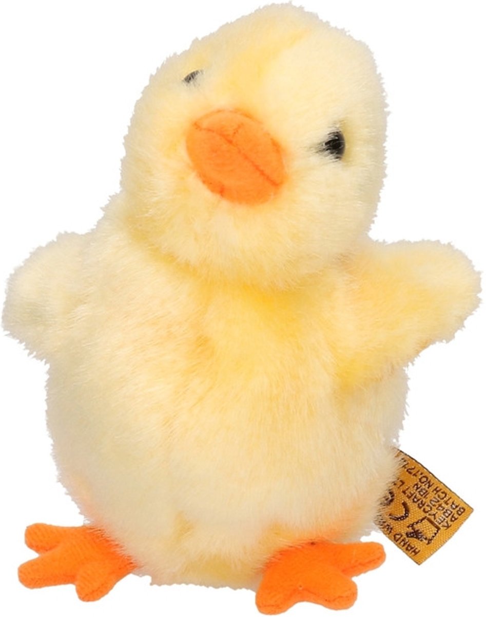 Pluche gele kuiken knuffel 12 cm speelgoed- kuiken boerderijdieren knuffels - Paaskuiken speelgoed - Paasdecoratie/paasversiering
