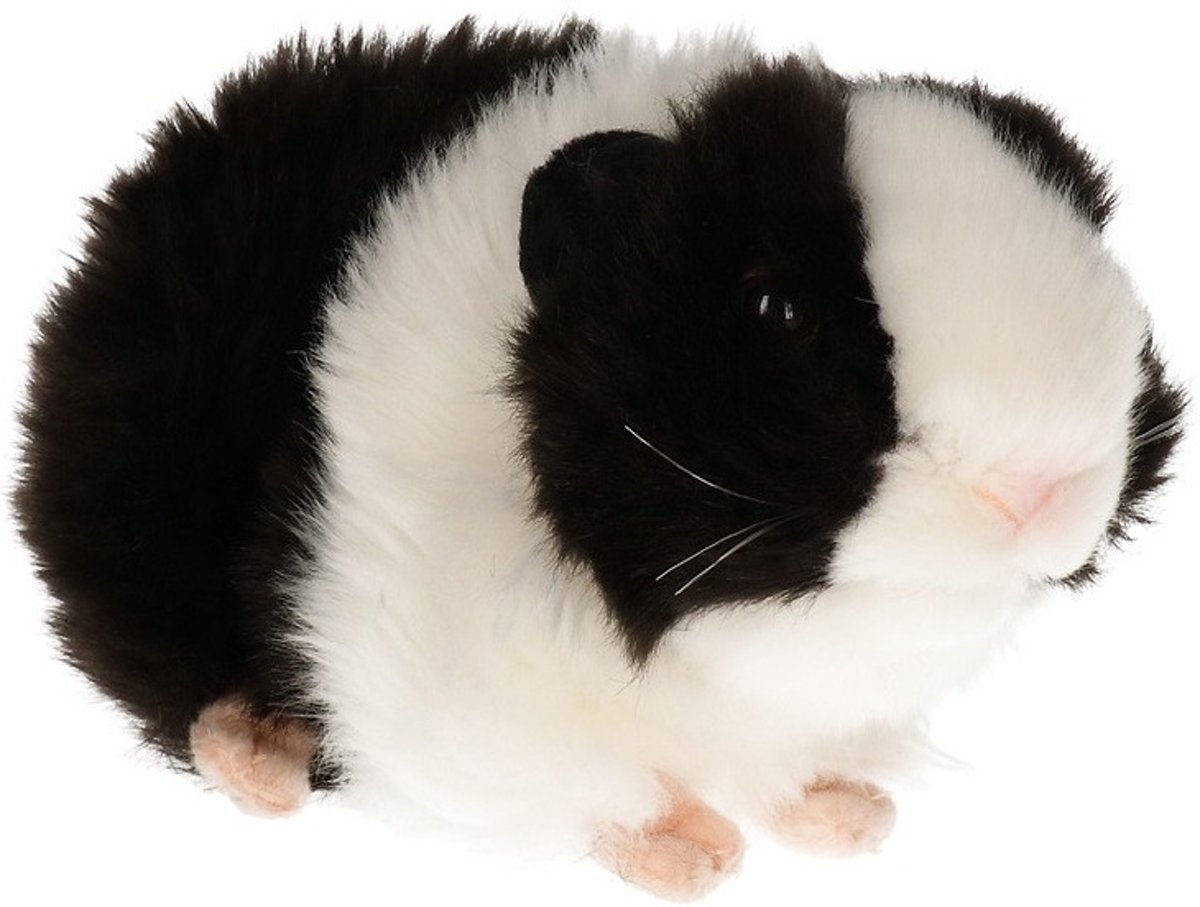 Pluche zwarte cavia knuffel met geluid 20 cm - Cavia huisdieren knuffels - Speelgoed