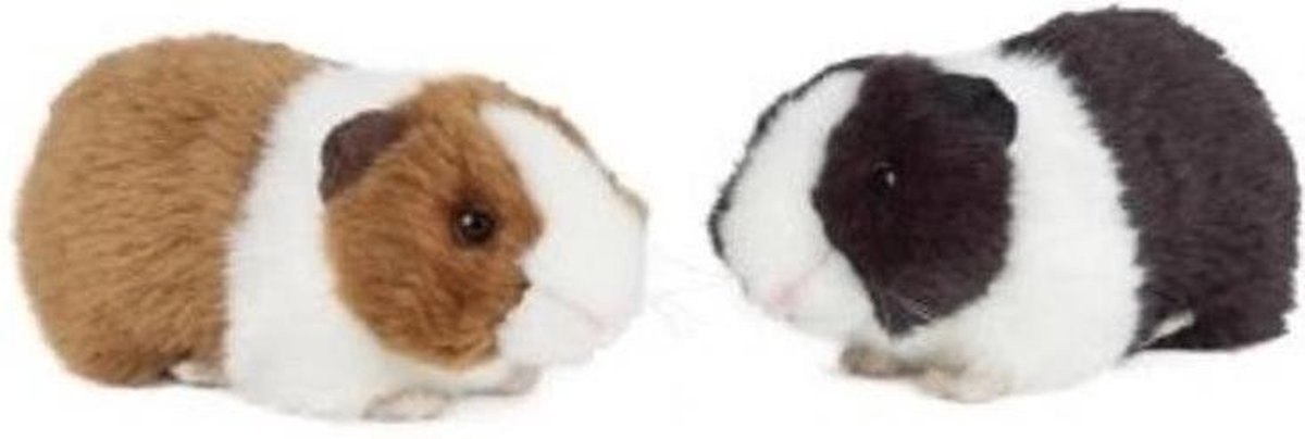 Set van 2x pluche Cavia knuffels met geluid 20 cm - Cavia huisdieren knuffels - Speelgoed