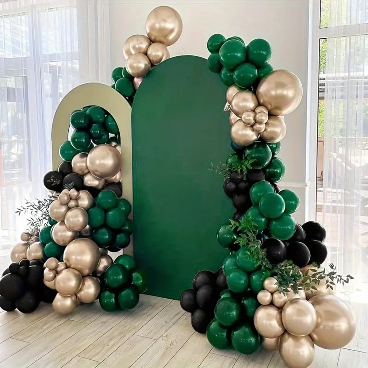 109-delige Luxe Ballonnen Set – Groen, Zwart & Goud – Metallic Tinten – Ballonboog Decoratie Set – Perfect voor Feest, Verjaardag & Bruiloft