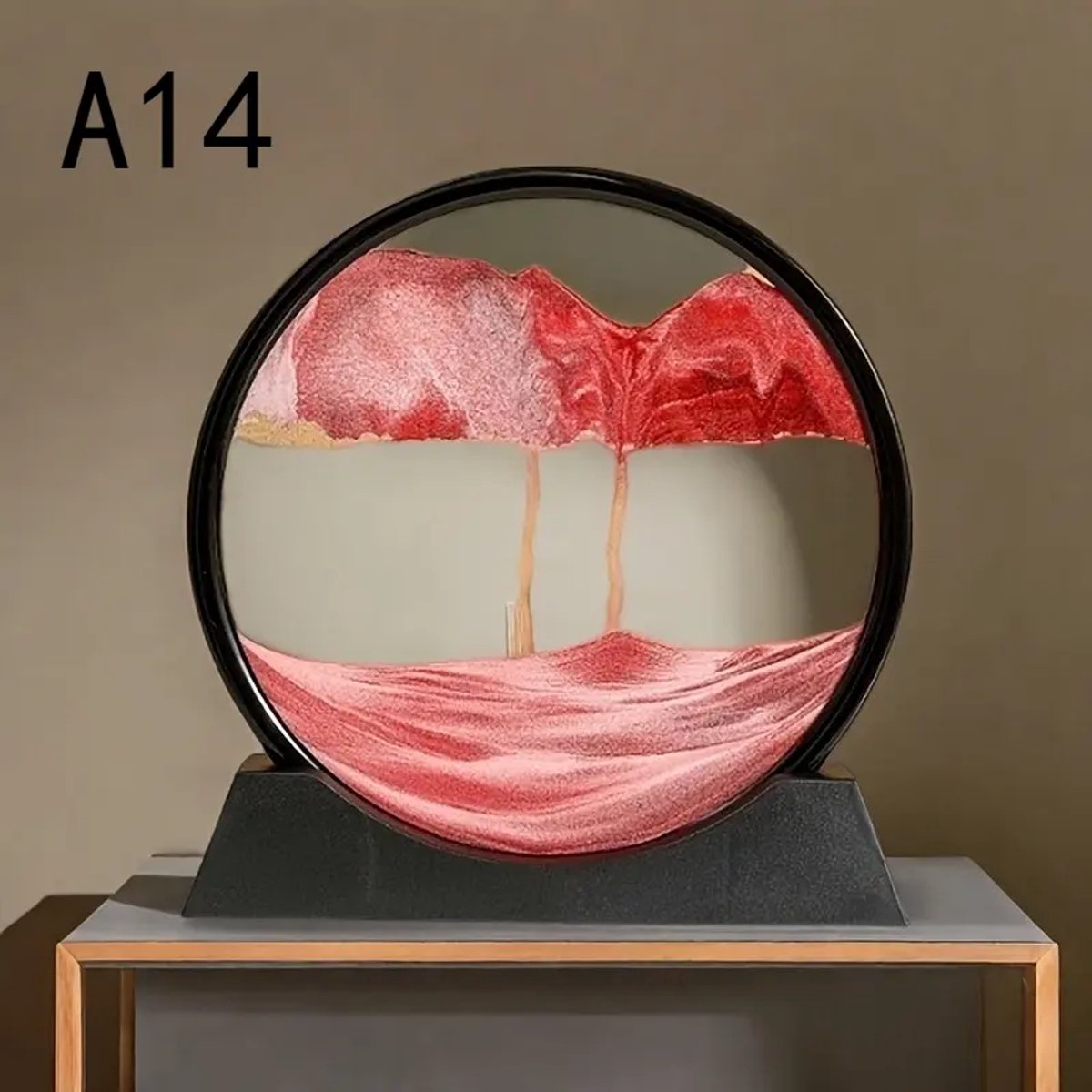 Ronde Zandloper Timer – Zwart met Rood Zand – Diameter 17,5 cm – Luxe Decoratieve Zandloper – Tijdklok & Interieur Accessoire