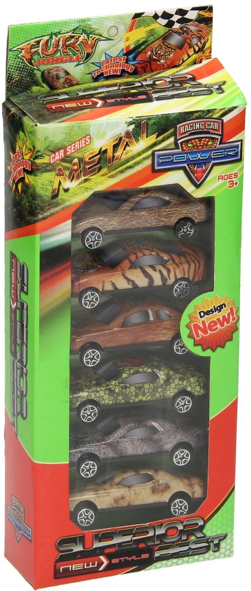 Autoset Dierenprint, 6st.