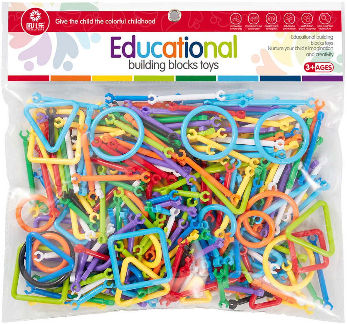 Bouwelementen bouwset 293-delig kunststof creatief speelgoed.