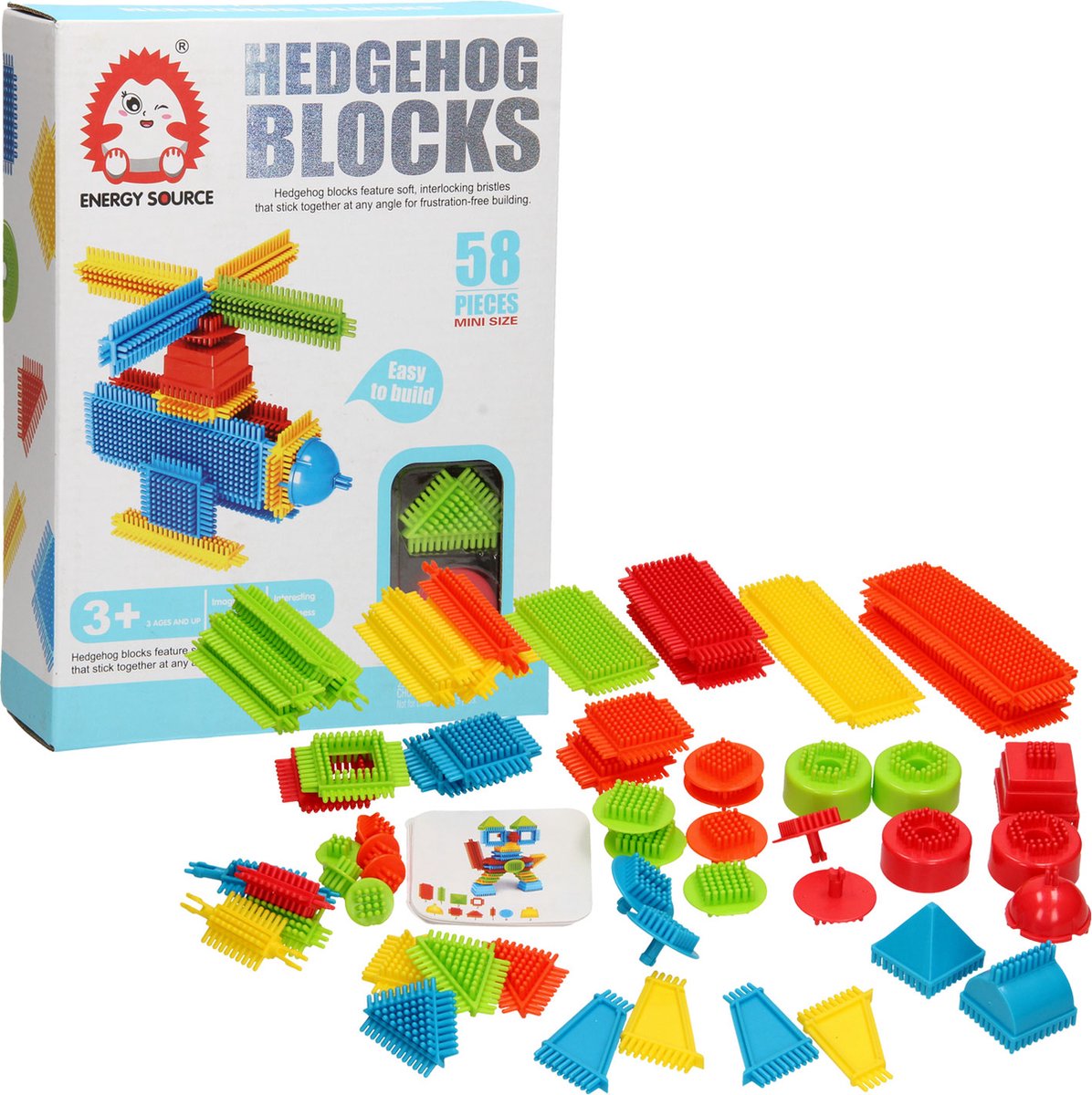 Bristle blokken bouwset 58-delig kleurrijk constructiespeelgoed.