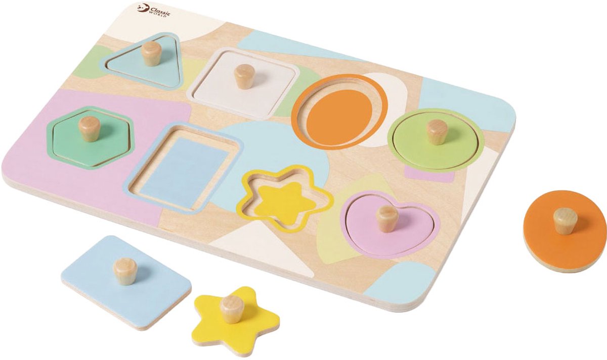 Classic World Houten Noppelpuzzel Vormen, 8st.