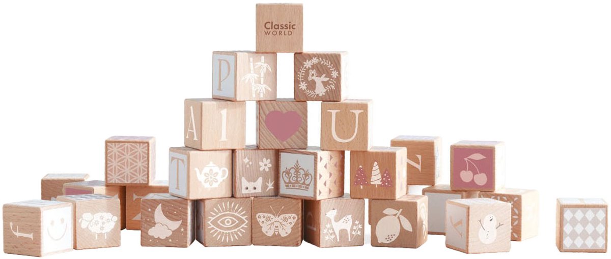 Classic World houten blokken Iris vintage educatief speelgoed 29-delig.