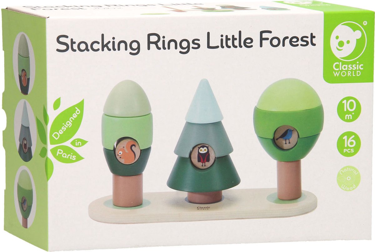 Classic World houten stapelspel Forest - educatief speelgoed bosdieren.