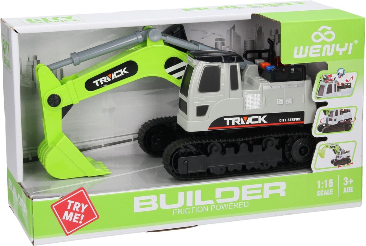 Graafmachine met Rupsbanden met Licht en Geluid