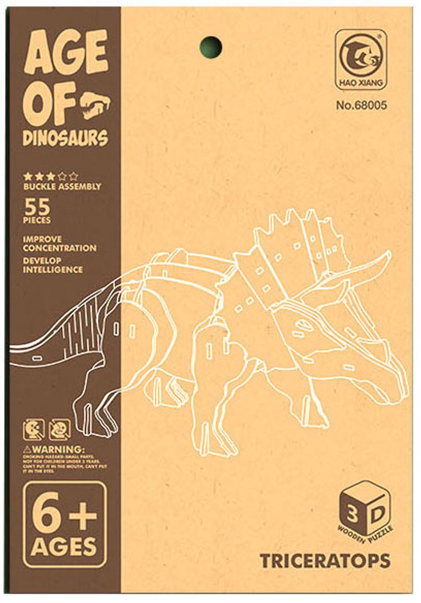 Houten Bouwpakket 3D Triceratops