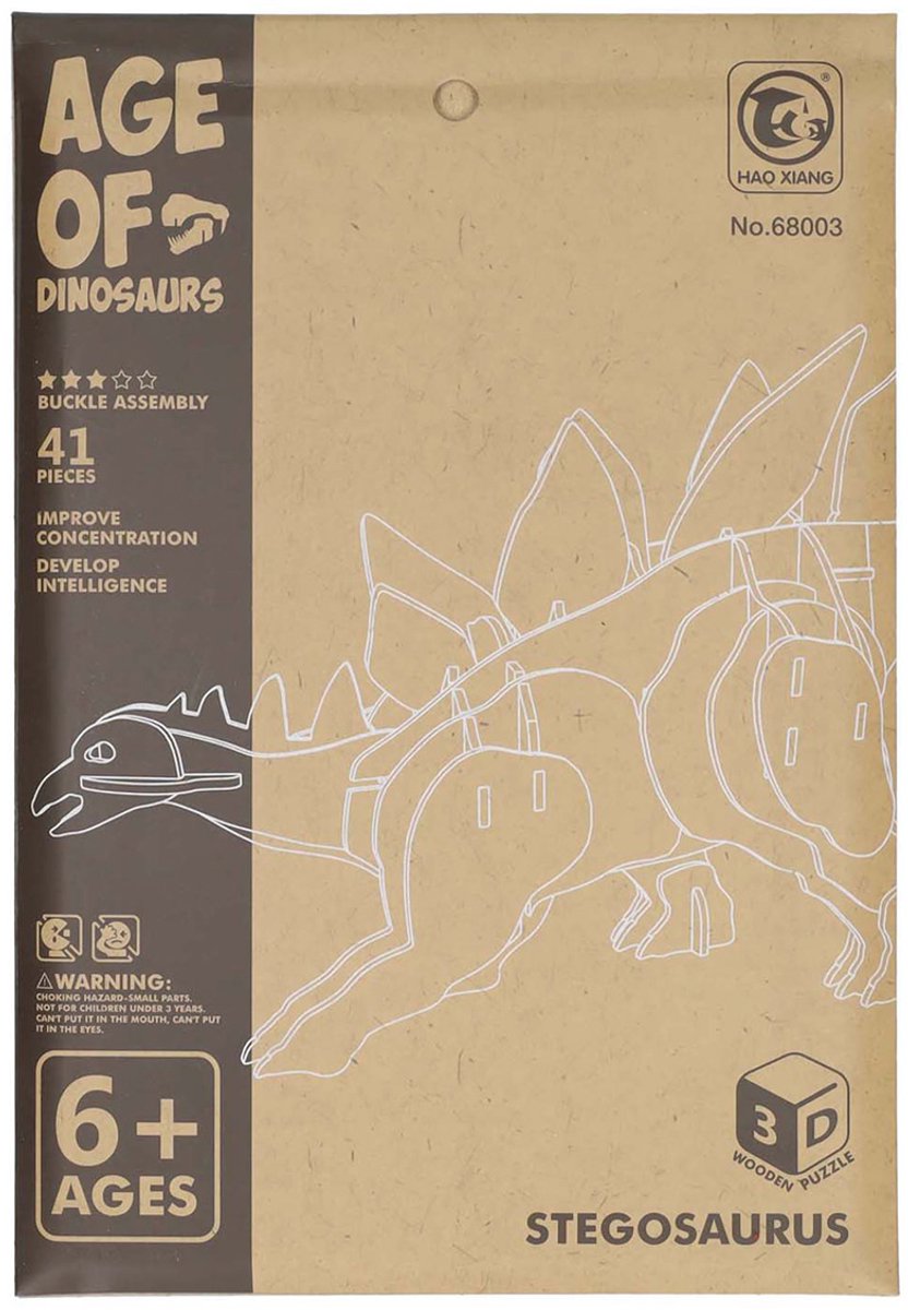 Houten Bouwpakket Dino 3D Stegosaurus