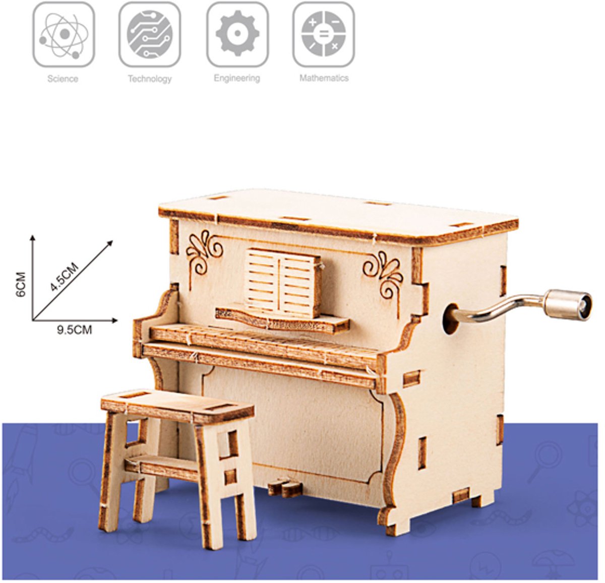 Houten Bouwpakket Wind Up Piano