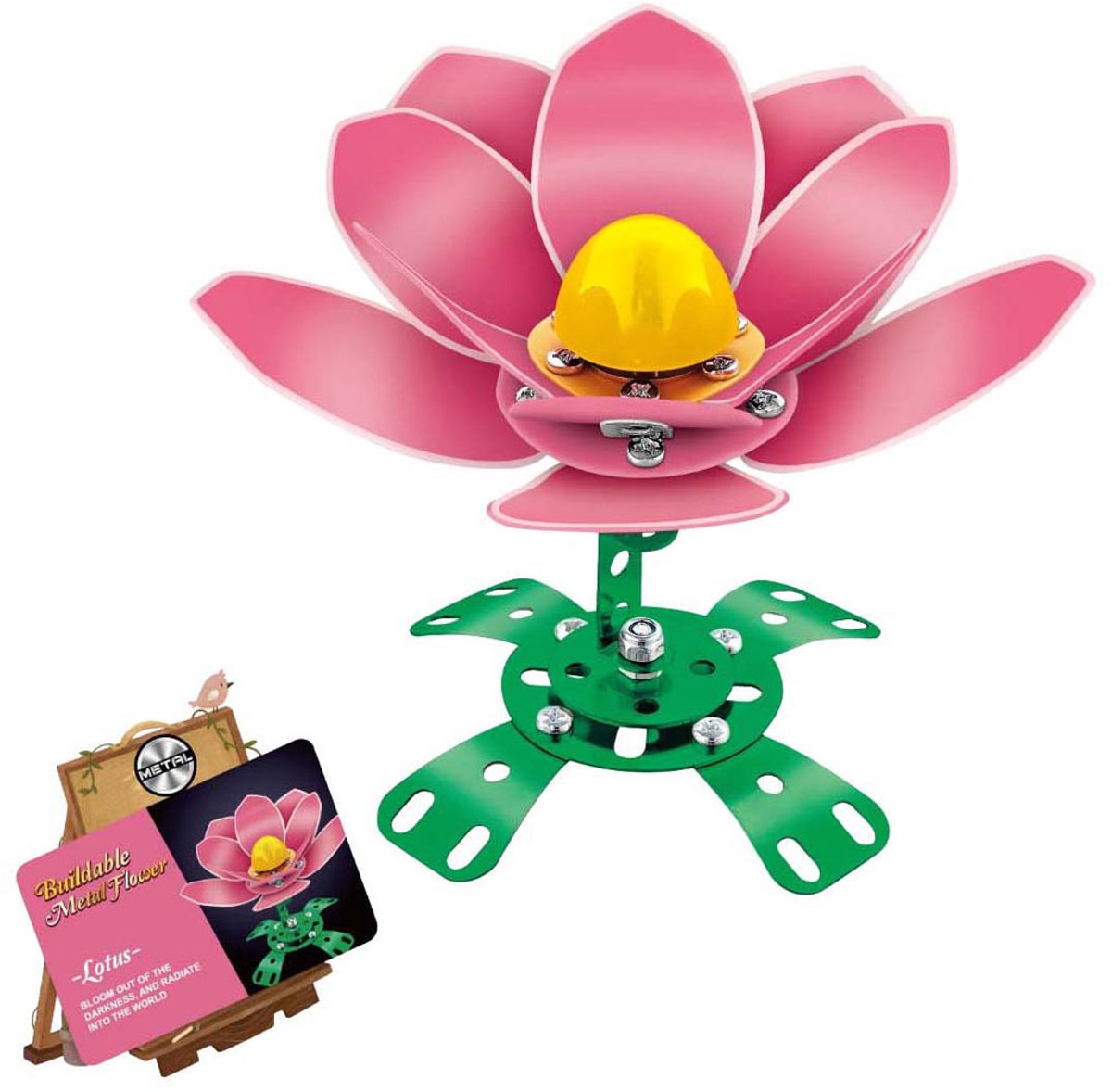 Metalen Constructieset Roze Klaproos