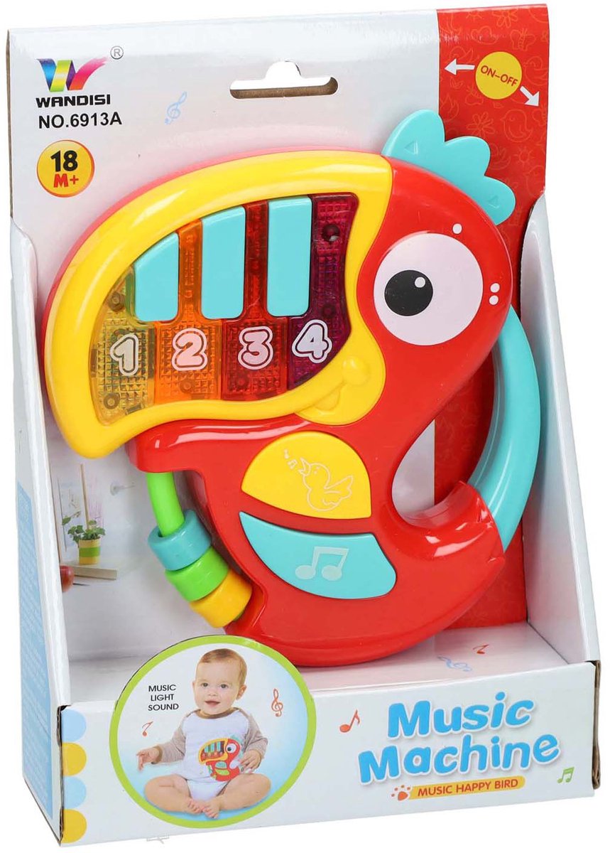 Muziek papegaai peuter speelgoed kleurrijk educatief.