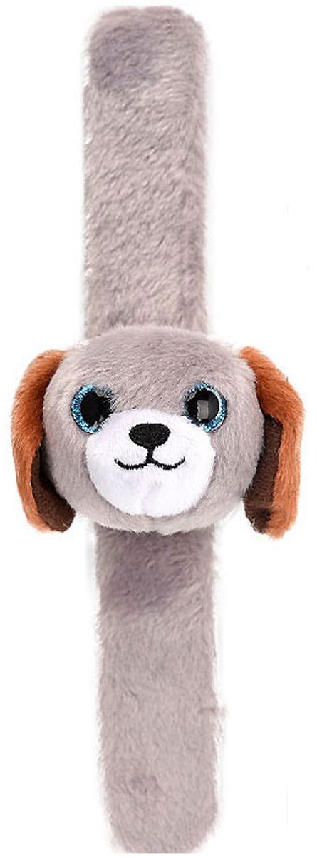 Pluche Klaparmband Hondje Grijs