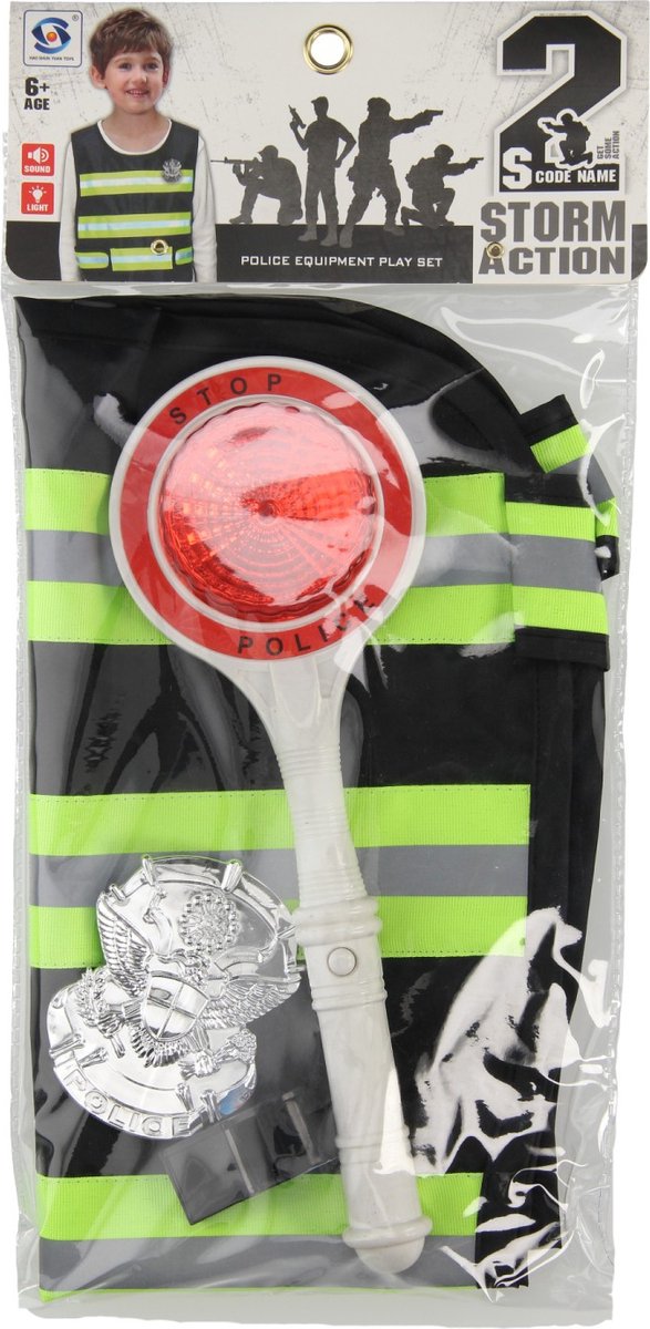 Politieset met Stopbord & Fluit, 3dlg.