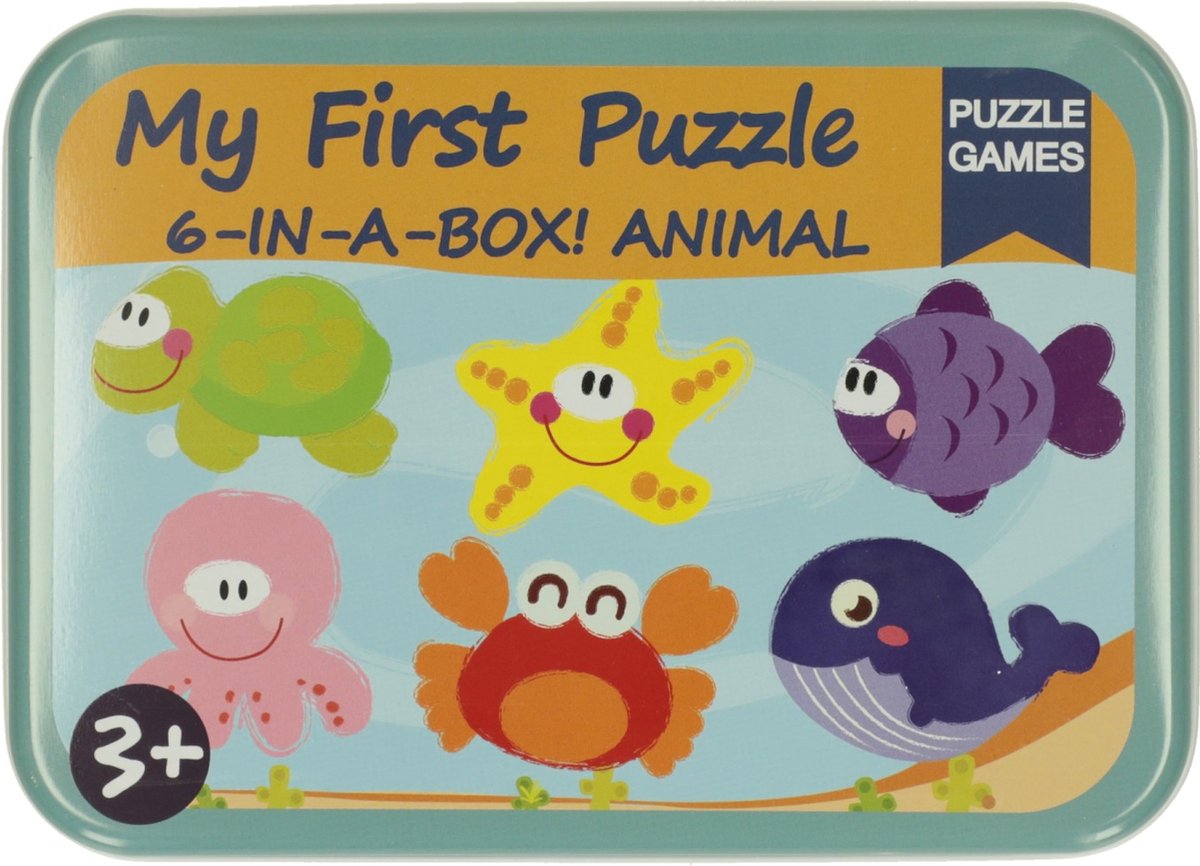 Puzzel speelgoed Mijn Eerste 6 Puzzzels in Blik Onderwaterwereld dieren.