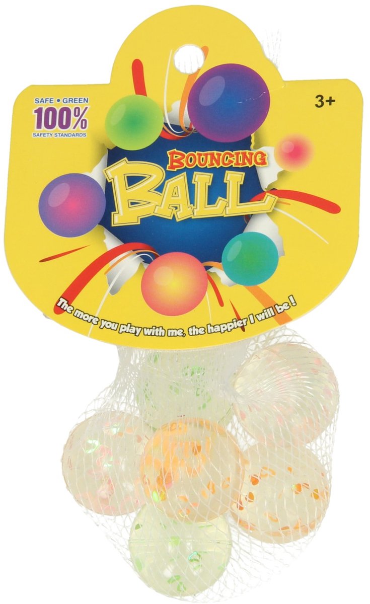 Stuiterballen Transparant Spikkel, 6st