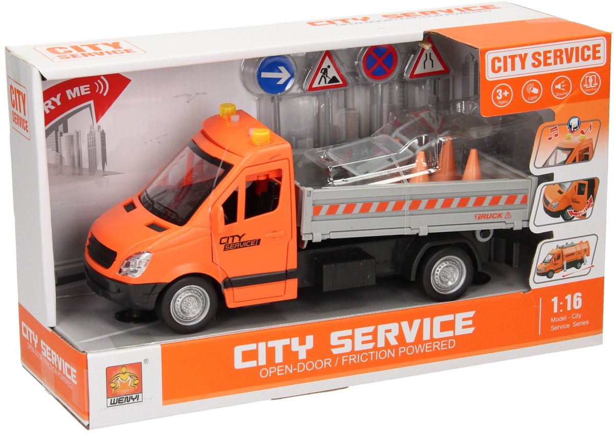 Truck Wegwerkzaamheden met Licht en Geluid