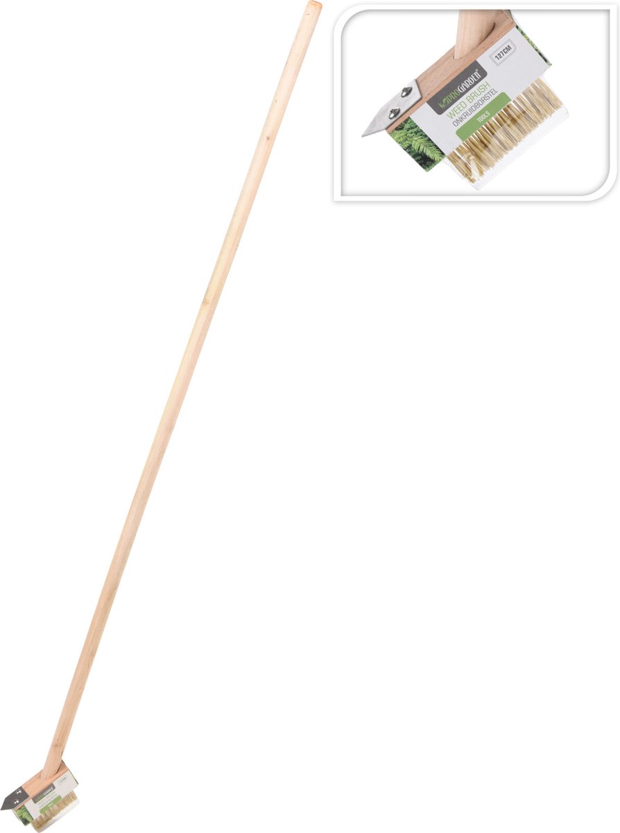 Onkruidborstel houten steel.