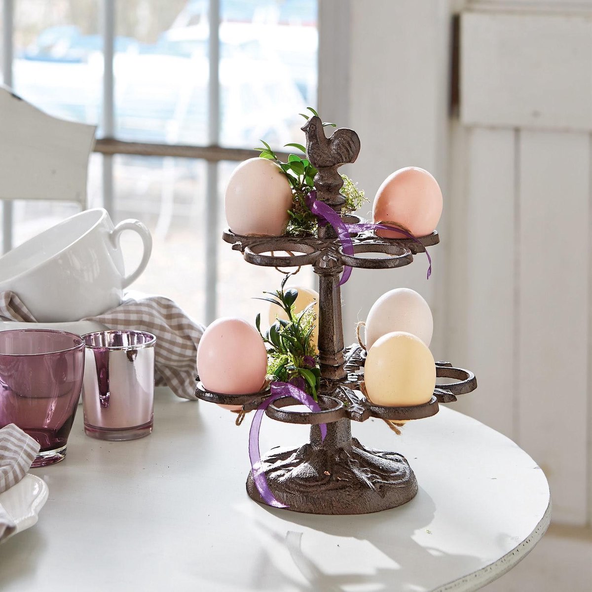 LOBERON Etagère voor eieren Nelis antiekbruin