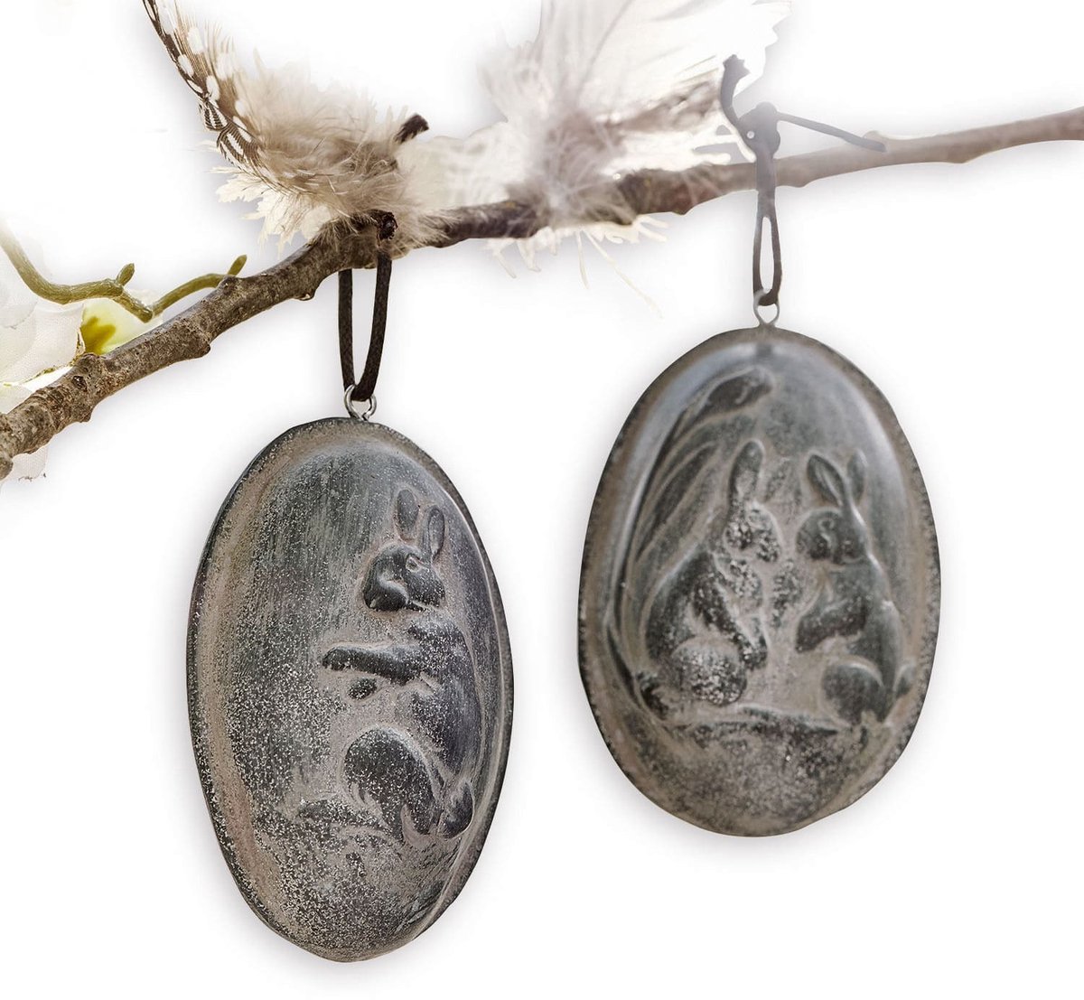 LOBERON Paasei set van 2 Fjarill donkergrijs