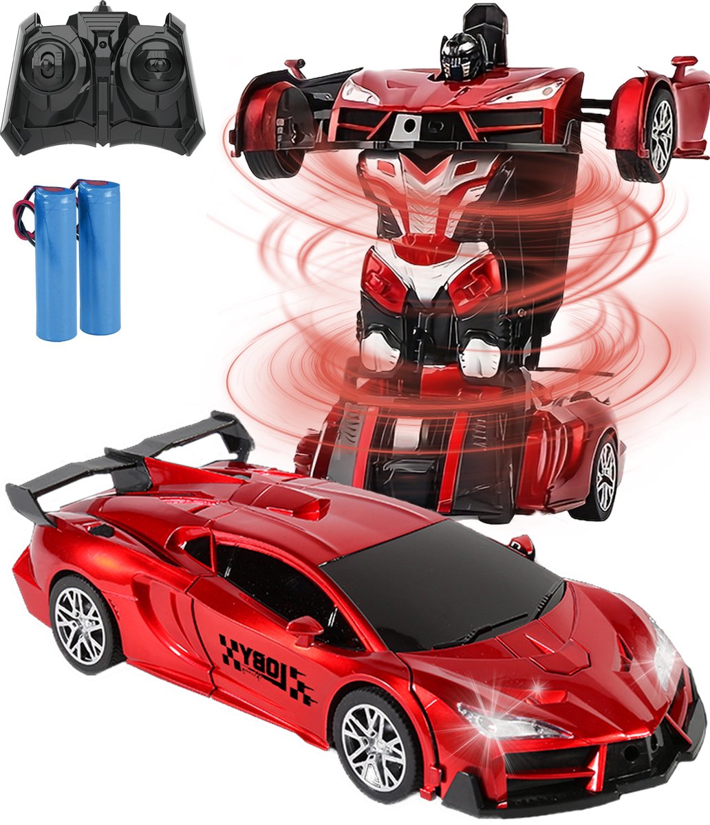 Afstandsbestuurbare auto - Rc auto - Transformerend -2 in 1 Robot en auto - 2 Accus