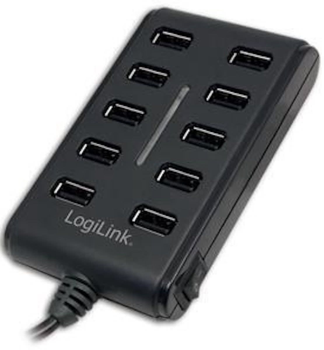 LogiLink USB2.0 10-Port USB2 Hub, Zwart