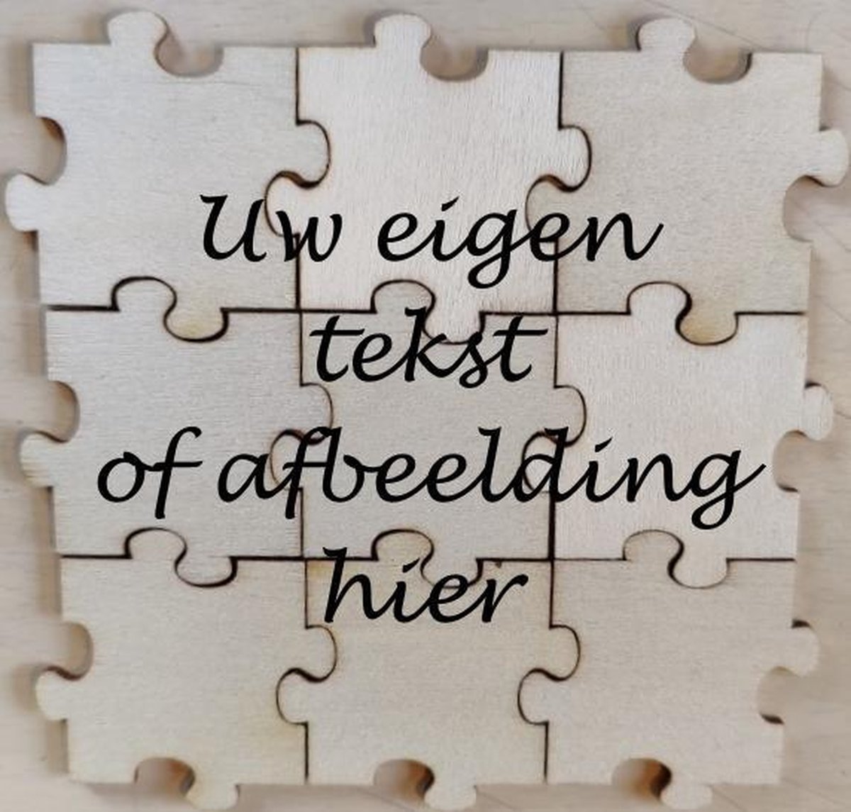 Houten puzzel gepersonaliseerd met uw eigen tekst of afbeelding 3x3