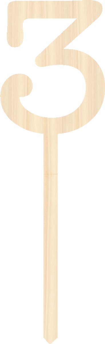 Houten taarttopper / caketopper – cijfer 3 – cake / taart decoratie – feest / verjaardag