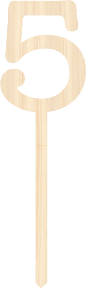 Houten taarttopper / caketopper – cijfer 5 – cake / taart decoratie – feest / verjaardag
