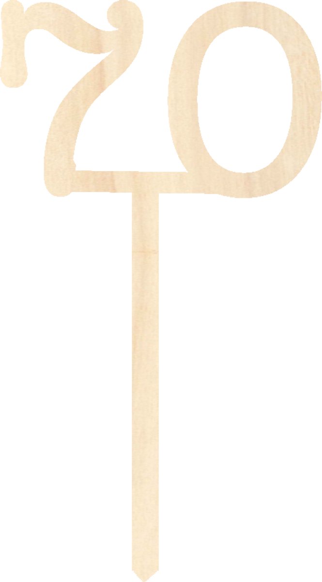 Houten taarttopper / caketopper – cijfer 70 – verjaardag / jubileum – cake / taart decoratie