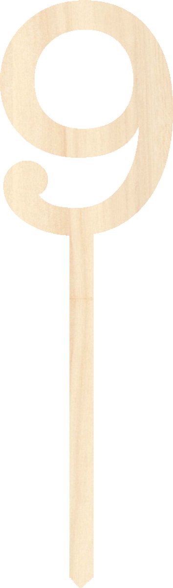 Houten taarttopper / caketopper – cijfer 9 – cake / taart decoratie – feest / verjaardag