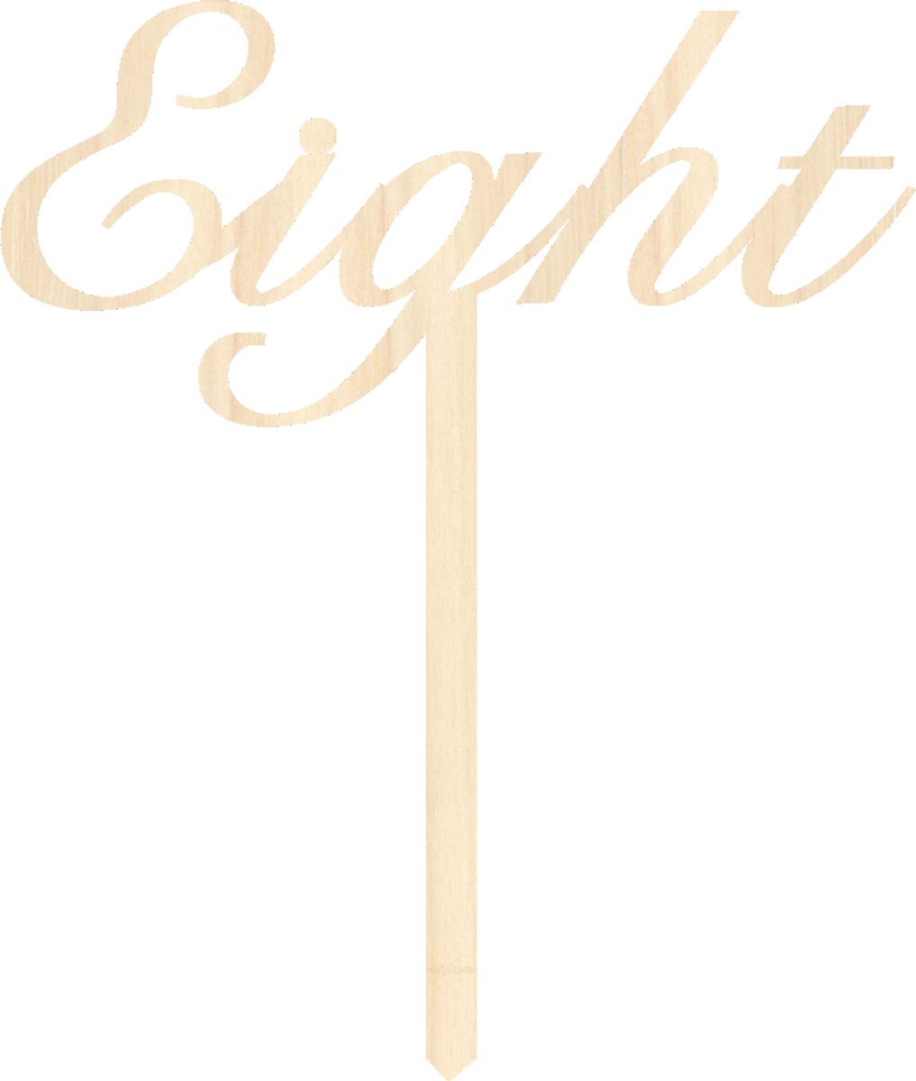Houten taarttopper / caketopper – eight – verjaardag / jubileum – cake / taart decoratie
