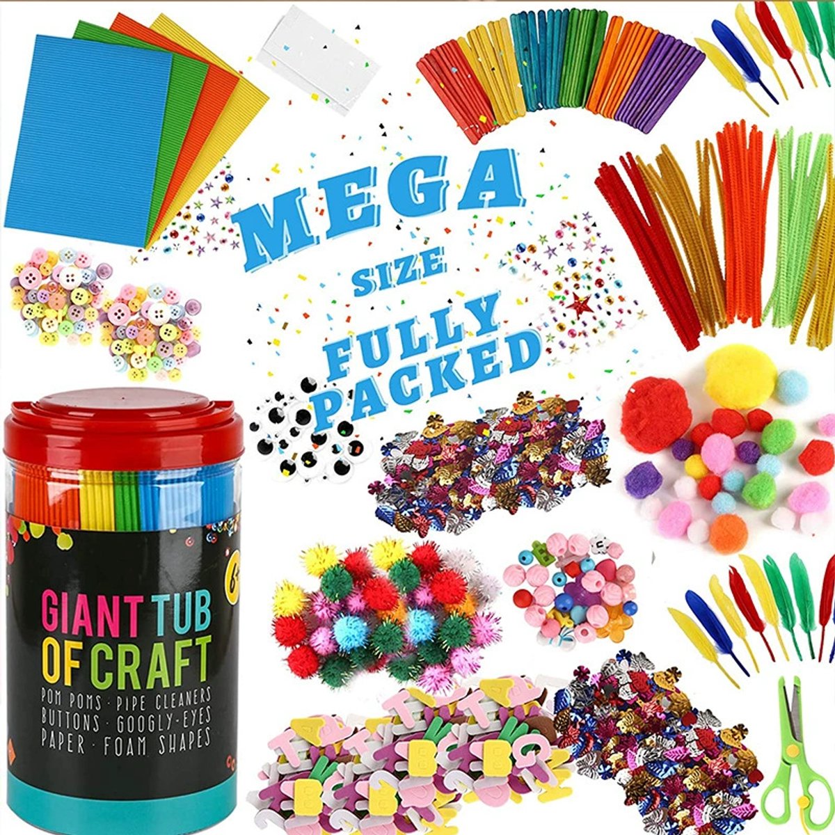 Loha-party® 1200stuks Knutseldoos-Craft Set for Children-Creatief Speelgoed-Knutselen-Verjaardag cadeautje-DIY