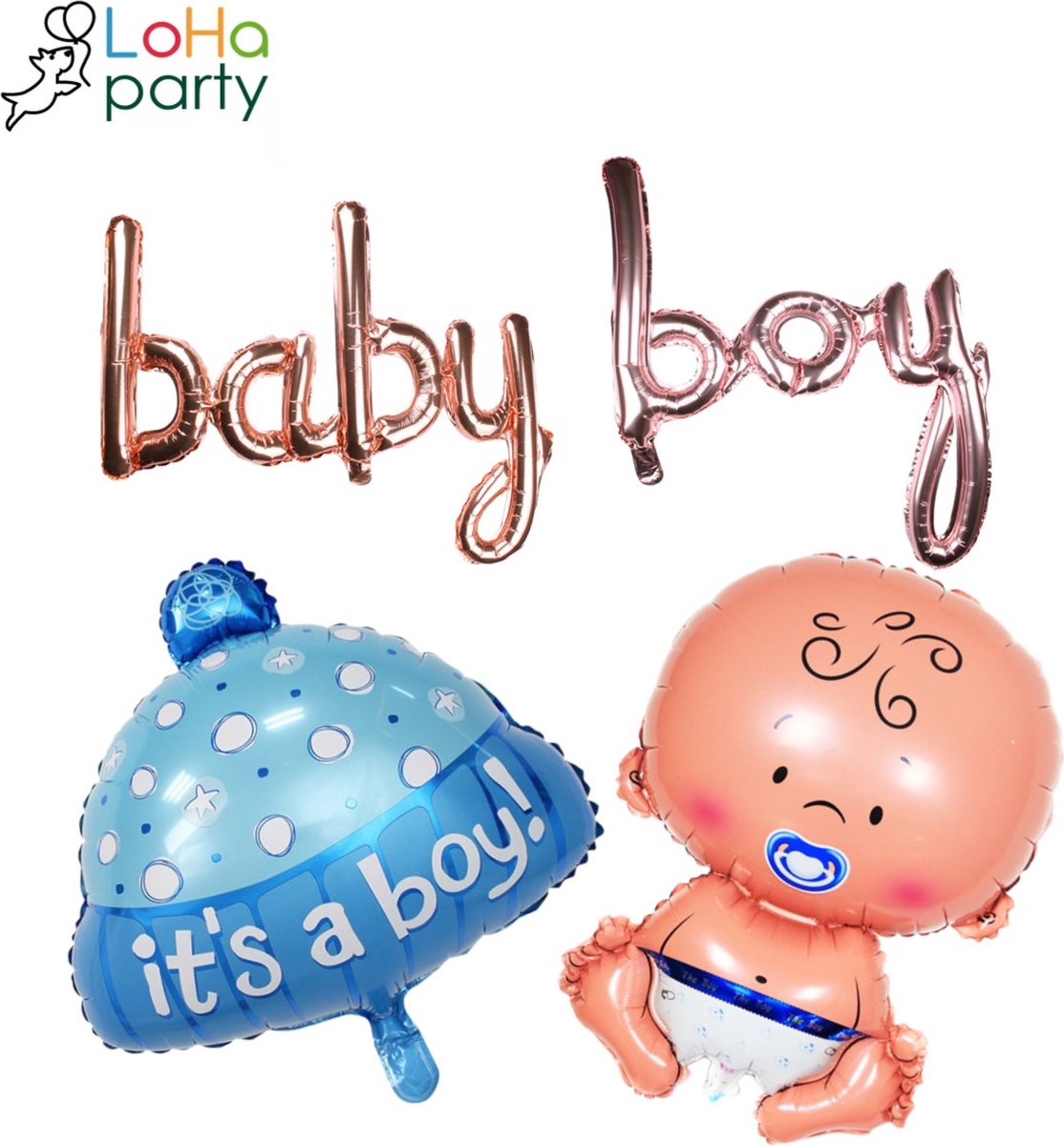 Loha-party®Baby shower Thema Folie ballon Set-Baby boy-Blauw mut Folie ballon-Baby Boy Letter Folie bballon-Its a Boy-Geboorte-Roos-Goud-letter ballonnen kit