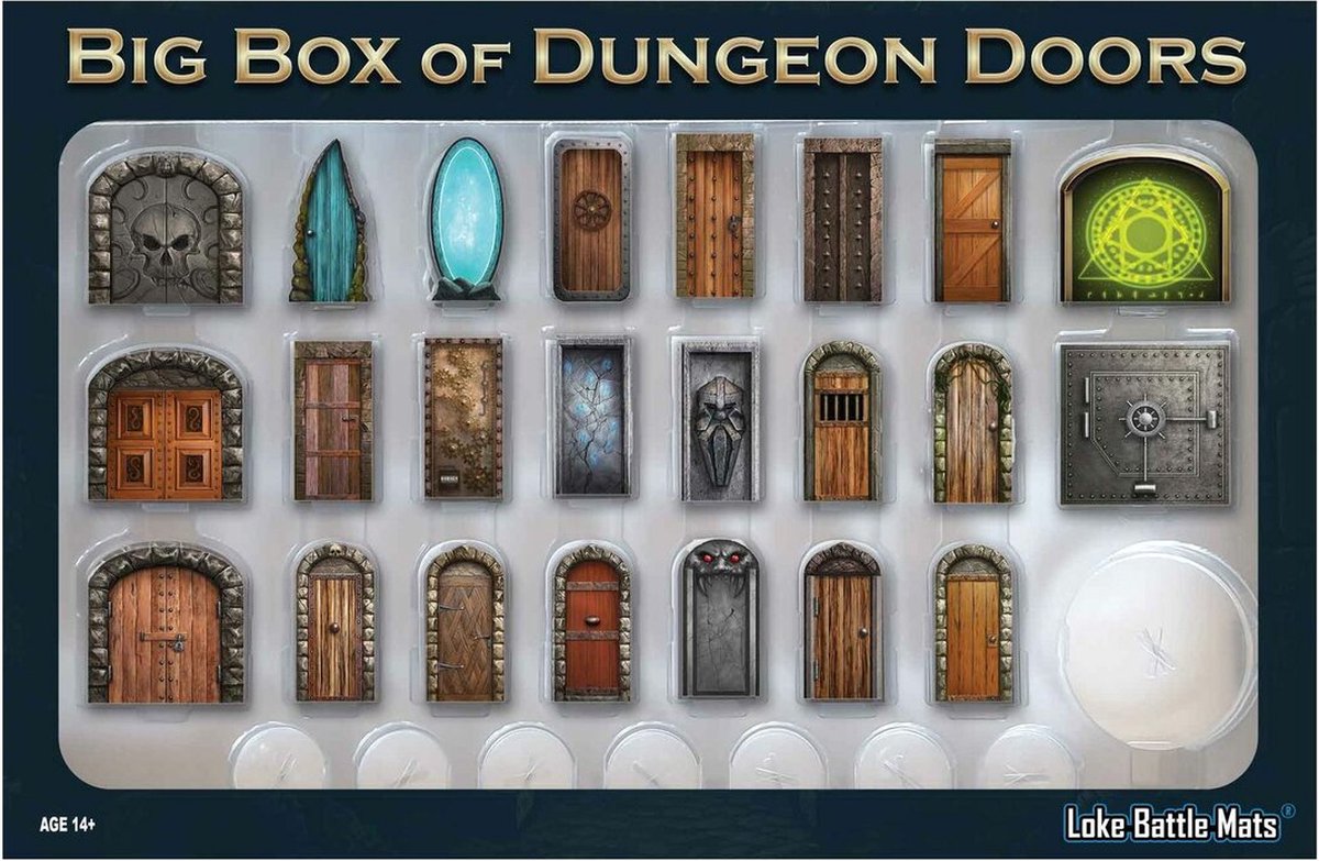 Big Box of Dungeon Doors – Bordspel Accessoires – 40 Deuren – Loke Battlemats