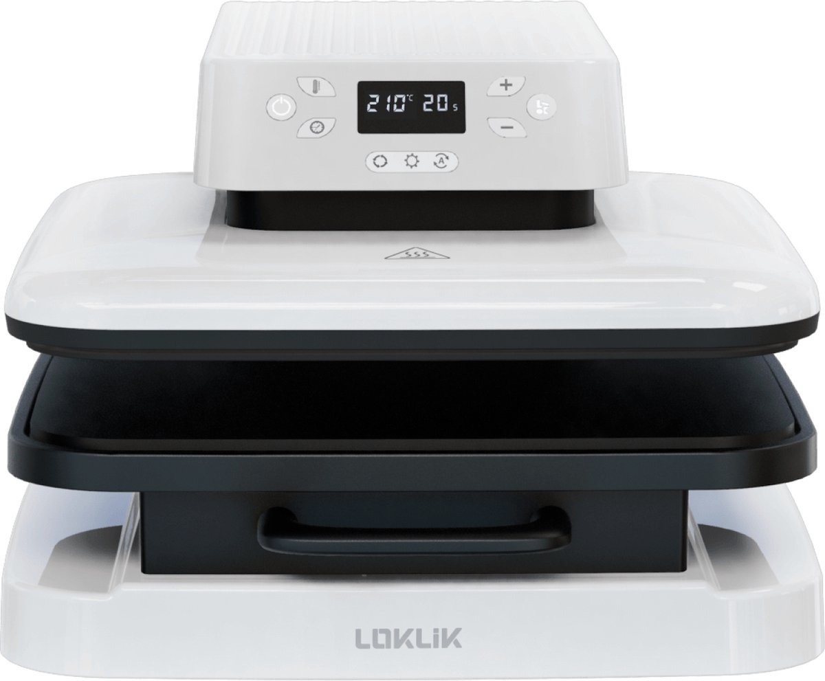 LOKLiK Auto Heat Press - Wit - Machine voor het Personaliseren van Tshirts, Sweater, Dekens, Handdoeken, Draagtassen, Zakken en Ander Textiel - Hittepers voor Sublimatie met Vinyl - Automatiseren